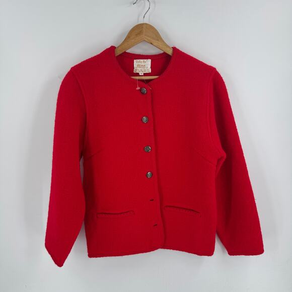 Vintage Tally-Ho Red Wool Blazer Made in Hong Kong Size M Christmas Statement - Picture 1 of 6